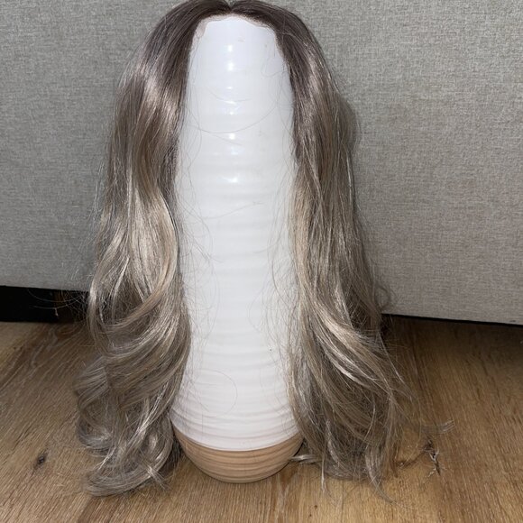 Long Ash Blonde Lace Front Wig | 22” Loose Waves | Cool Tone Rooted NWT #J - Picture 12 of 15